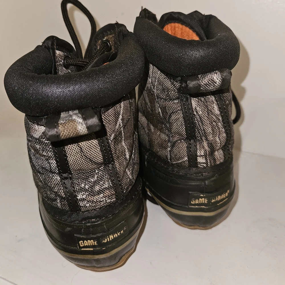 Game Winner Boys Hunting Boots Black Brown Camo Thrm Lace Up Youth 11